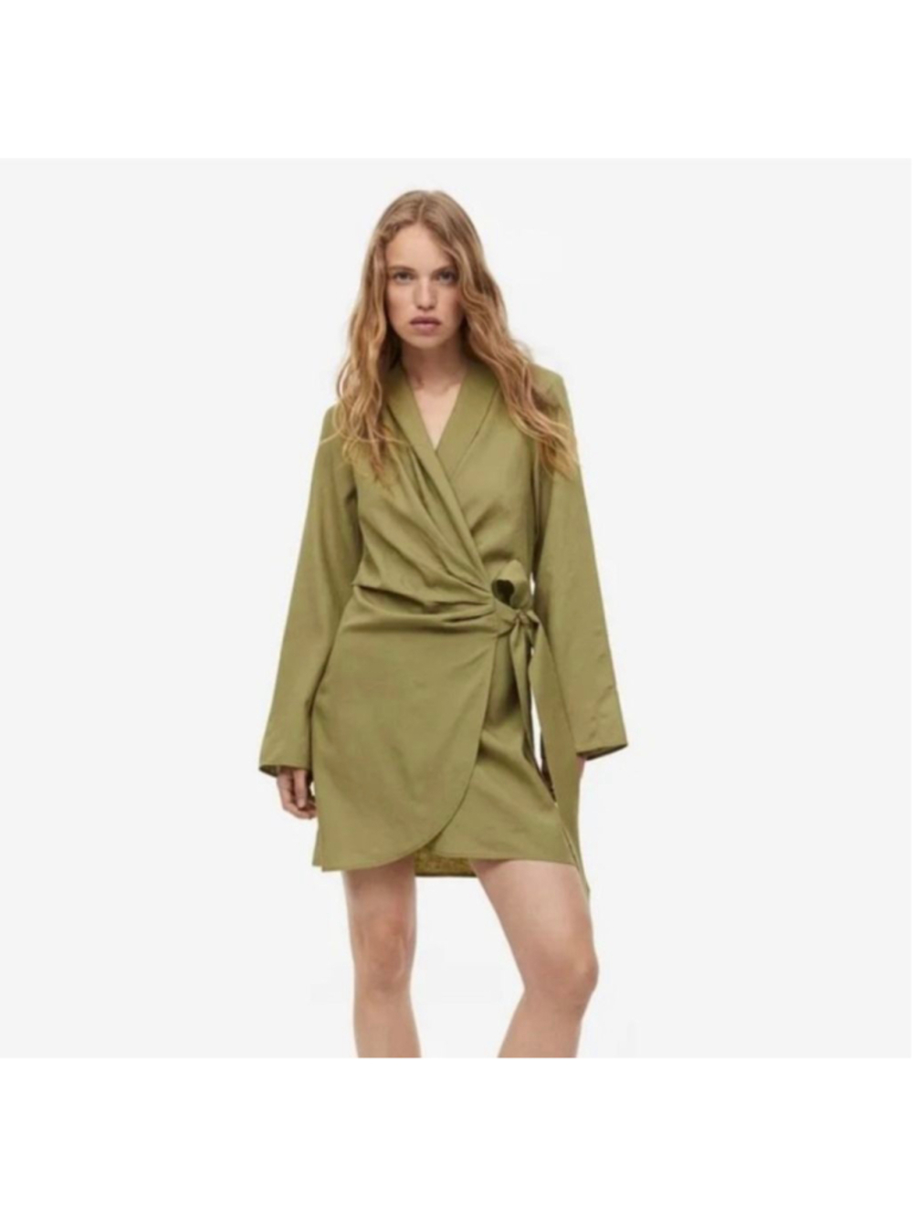Women's H&M Olive Green Wrap Mini Dress L